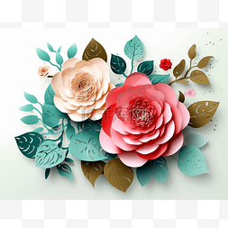 剪纸玫瑰花朵纹理背景矢量