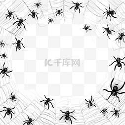 万圣节手绘可怕的蜘蛛网涂鸦黑色