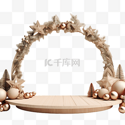 空木讲台背景与圣诞装饰形状