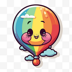 气球与彩虹图片_彩虹气球贴纸剪贴画 向量