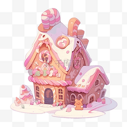可爱的卡通圣诞姜面包屋