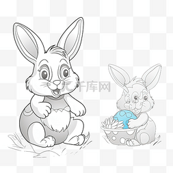 兔子与复活节彩蛋儿童着色与示例