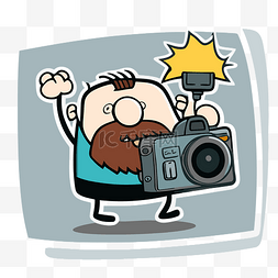 拍照的男人图片_一个拿着相机的大胡子男人的贴纸