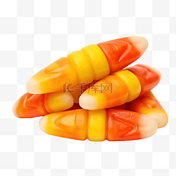 橙色甜点图片_三颗玉米糖万圣节甜点美国最受欢