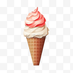 蛋筒水果冰淇淋图片_冰淇淋蛋筒插畫