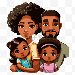 黑人家庭与赤壁卡通 向量