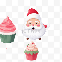 圣诞主题节日图片_可爱的圣诞老人和蛋糕在圣诞主题
