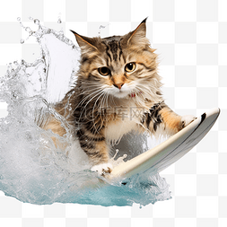 冲浪的猫图片_猫玩冲浪