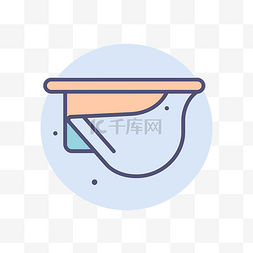 蓝色背景上的盘子形状的卫生处置