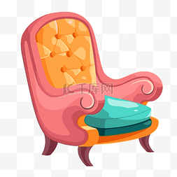 椅子剪贴画卡通大小的粉色和橙色