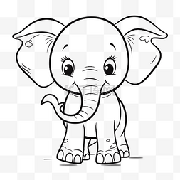 可爱小象背景图片_可爱的小象在白色背景上着色页轮