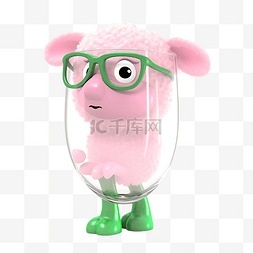 食物中的水图片_绿色玻璃中的粉红色羊