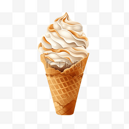 华夫饼蛋筒冰淇淋插画