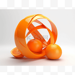 橘子在图片_三维橙色设置在一圈橘子中