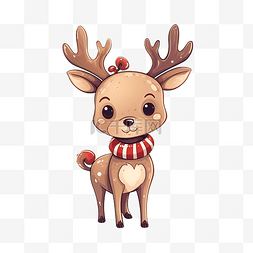 驯鹿圣诞卡通贺卡与圣诞元素装饰