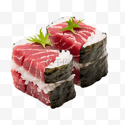 肉片寿司图片_金枪鱼肉片寿司米饭紫菜海藻食品
