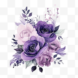 水彩花邊框图片_优雅的紫色水彩插花