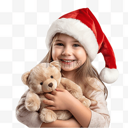 圣诞节快乐的小女孩手里拿着一只