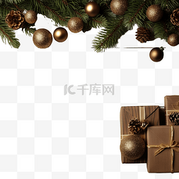 木空间图片_木制复制空间，配有圣诞礼物和装