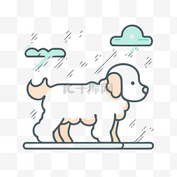 雨中的图片_雨中一只可爱的狗的平面图标 向