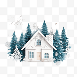 卡通冬天的房子图片_圣诞节与冬天的家
