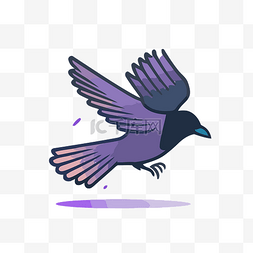张开图标图片_紫色的飞翔的乌鸦张开翅膀 向量