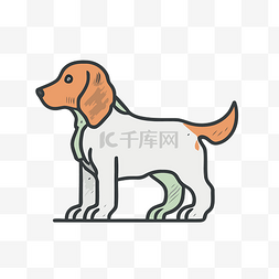 卡通狗图标站在棕色和白色的背景