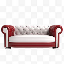 极简沙发图片_豪华沙发，红色和白色皮革ai生成
