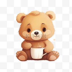小熊手拿纸图片_拿着咖啡杯的可爱小熊元素