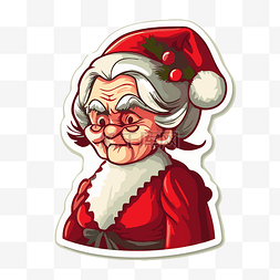 圣诞贴纸上有一位灰色的老妇人 