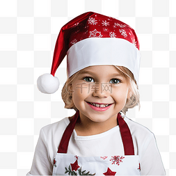 圣诞老人做饭图片_孩子在厨房里戴着圣诞帽