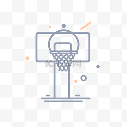 白色背景上的线篮球目标图标 向