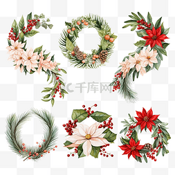 圣诞丝带标签图片_圣诞花环系列与季节性插花