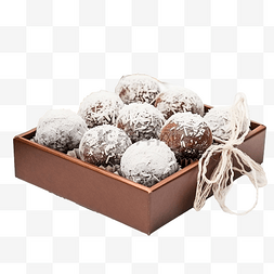 自制巧克力松露，盒装可可和椰子