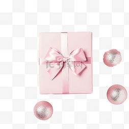 粉色柔和图片_圣诞组合物，配有装饰品和带有粉