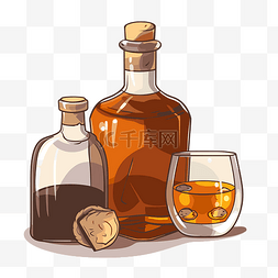 酒精矢量图片_威士忌剪贴画威士忌瓶和威士忌瓶