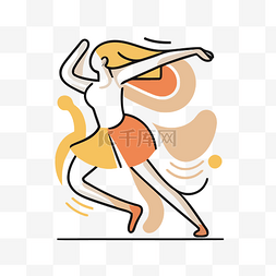 一个女孩跳舞的舞者概念线图标 