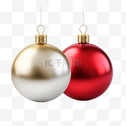 圣诞快乐球逼真的银红色和金色