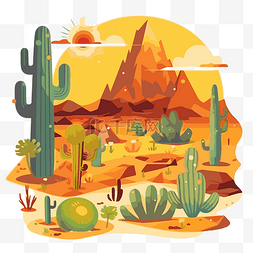 亚利桑那州剪贴画卡通沙漠仙人掌