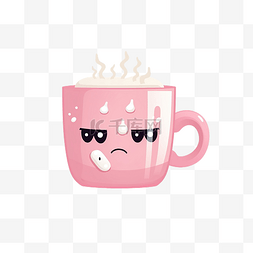 美式热咖啡图片_愤怒的矢量平圣诞粉色杯子插画