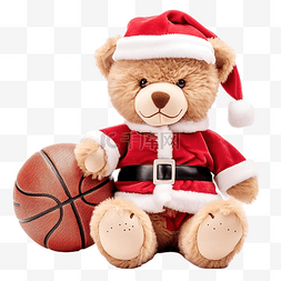 泰迪熊与红色圣诞球和篮球圣诞泰