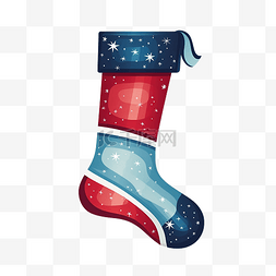 圣诞袜红色图片_红色和蓝色的圣诞袜插画