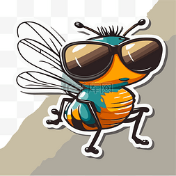 戴墨镜的卡通图片_戴墨镜的蜜蜂的自定义贴纸矢量图