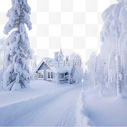 下雪的圣诞节图片_圣诞节时芬兰拉普兰的小屋和下雪
