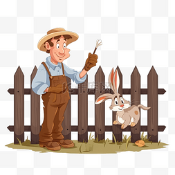 ui简历木耙图片_木栅栏附近有干草叉的兔农