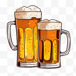 百威啤酒loog图片_两杯啤酒卡通的百威剪贴画矢量图