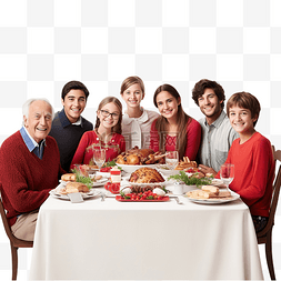 餐桌上的健康图片_大家庭在餐桌上吃圣诞晚餐