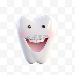 卡通可爱的牙齿牙龈字符 3D 渲染
