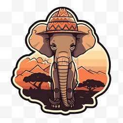 非洲大象图片_非洲大象帽子被隔绝在白色背景上