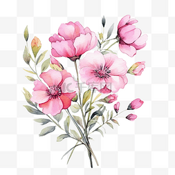 一束花束图片_一束粉色水彩鲜花
